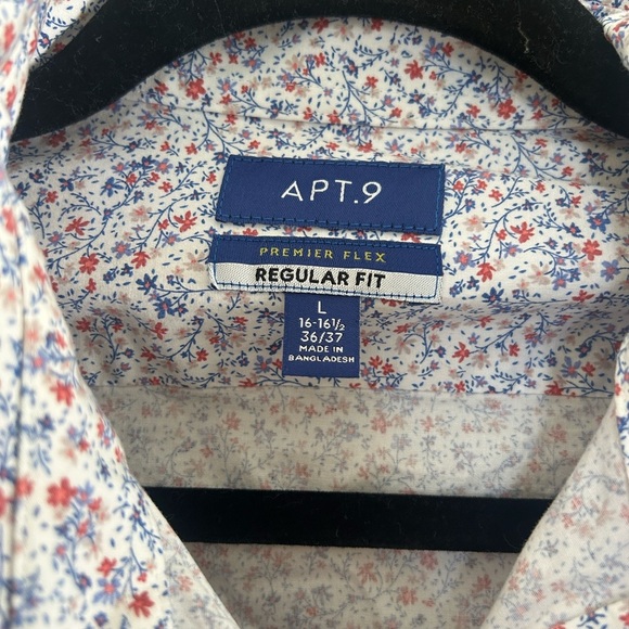 APT. 9 Premier Flex Men’s Floral Button-Down | Size L | Red + Blue Floral Print - Picture 2 of 4